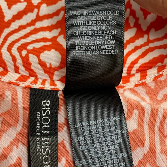 Bisou Bisou Michele Bohot Boho Sleeveless Top Small Shark Bite Bright Orange - Picture 7 of 9